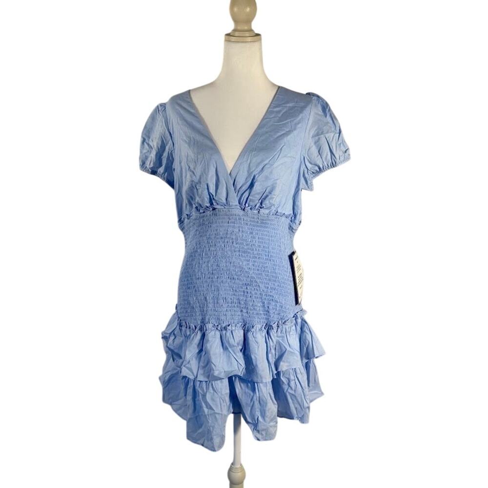 B Darlin Juniors Cotton Puff-Sleeve Sm Baby Blue 15/16